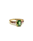 A pedido - Anillo Turmalina Verde Oval Grifa y Turmalinas Rainbow