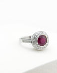 A pedido - Anillo Rubí Redondo en Bisel Halo