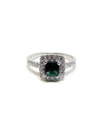 A pedido - Anillo Turmalina Verde Cuadrada Grifa 4,5 mm Halo