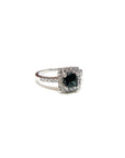 A pedido - Anillo Turmalina Verde Cuadrada Grifa 4,5 mm Halo