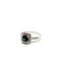 A pedido - Anillo Turmalina Verde Cuadrada Grifa 4,5 mm Halo