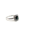 A pedido - Anillo Turmalina Verde Cuadrada Grifa 4,5 mm Halo