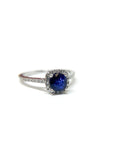 A pedido - Anillo Zafiro Redondo en Grifa Halo