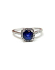 A pedido - Anillo Zafiro Redondo en Grifa Halo