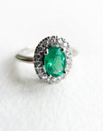 A pedido - Anillo Esmeralda Oval en Grifa Halo