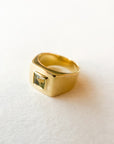 A pedido - Anillo Sello Turmalina Verde Cuadrada Bisel 4x4 mm