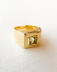 A pedido - Anillo Sello Turmalina Verde Cuadrada Bisel 4x4 mm