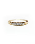 A pedido - Anillo Diamante Princess en Grifa 0,08 ct y brillantes en argolla