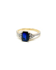 A pedido - Anillo Zafiro Rectangular en Grifa 7 x 5 mm y Diamantes