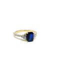 A pedido - Anillo Zafiro Rectangular en Grifa 7 x 5 mm y Diamantes