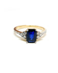 A pedido - Anillo Zafiro Rectangular en Grifa 7 x 5 mm y Diamantes