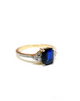 A pedido - Anillo Zafiro Rectangular en Grifa 7 x 5 mm y Diamantes