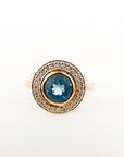 A pedido - Anillo Topacio Redondo Azul Bisel Halo