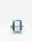 A pedido - Anillo Topacio Rectangular Grifa 15x9 mm y Diamantes