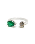 A pedido - Anillo Esmeralda Pera en Grifa 0,80 ct y Diamante 0,20 ct