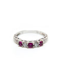A pedido - Anillo Cintillo Rubís y Diamantes en Grifa