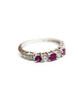 A pedido - Anillo Cintillo Rubís y Diamantes en Grifa