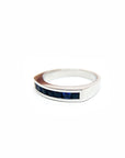 A pedido - Anillo Cintillo Zafiros Princess en Riel 3x3 mm