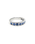A pedido - Anillo Cintillo Zafiros Princess y Diamantes Baguette en Riel