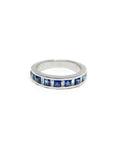A pedido - Anillo Cintillo Zafiros Princess y Diamantes Baguette en Riel