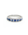 A pedido - Anillo Cintillo Zafiros Princess y Diamantes Baguette en Riel