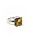 A pedido - Anillo Citrino Rectangular Grifa 8x7 mm