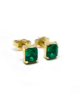 A pedido - Aros Stud Esmeralda 5mm Cuadrada Grifa Gold