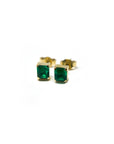 A pedido - Aros Stud Esmeralda 5mm Cuadrada Grifa Gold
