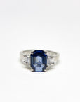 A pedido - Anillo Zafiro Octogonal en Grifa 9 x 7 mm y Diamantes Baguette