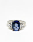 A pedido - Anillo Zafiro Octogonal en Grifa 9 x 7 mm y Diamantes Baguette