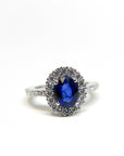 A pedido - Anillo Zafiro Oval en Grifa 7x4 mm Halo