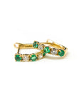 A pedido - Aros Argollas Esmeralda y Diamantes 0,04.5 Ct grifa Gold (1 cm)