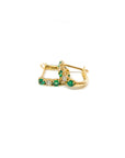 A pedido - Aros Argollas Esmeralda y Diamantes 0,04.5 Ct grifa Gold (1 cm)