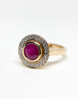 A pedido - Anillo Rubí Redondo en Bisel Halo