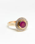 A pedido - Anillo Rubí Redondo en Bisel Halo
