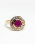 A pedido - Anillo Rubí Redondo en Bisel Halo