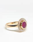 A pedido - Anillo Rubí Redondo en Bisel Halo