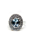 A pedido - Anillo Aguamarina Oval en Bisel 7x5 mm Halo