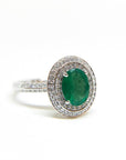 A pedido - Anillo Esmeralda Oval 8x6 mm Grifa Halo Doble