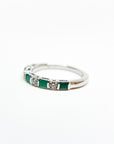 A pedido - Anillo Cintillo Esmeraldas y brillantes en grifa 0,06 ct