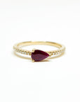 A pedido - Anillo Rubí Pera en Grifa 6x4 mm