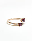A pedido - Anillo Granates Pera 6x4mm y 5x3mm Grifa y brillantes en argolla.