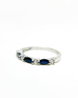 A pedido - Anillo Cintillo Zafiros Navette en Grifa 4 x 2 mm y brillantes 0,02.5 ct