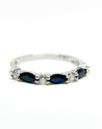A pedido - Anillo Cintillo Zafiros Navette en Grifa 4 x 2 mm y brillantes 0,02.5 ct