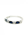 A pedido - Anillo Cintillo Zafiros Navette en Grifa 4 x 2 mm y brillantes 0,02.5 ct