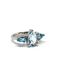 A pedido - Anillo Tricillo Aguamarina Pera en Grifa