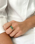 A pedido - Anillo Tricillo Esmeraldas Pera en Grifa 7 x 5 mm