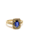 A pedido - Anillo Zafiro Rectangular en Grifa 6 x 5 mm Halo