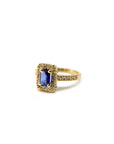 A pedido - Anillo Zafiro Rectangular en Grifa 6 x 5 mm Halo