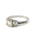A pedido - Anillo Tricillo Corte Esmeralda en Grifa y brillantes en argolla